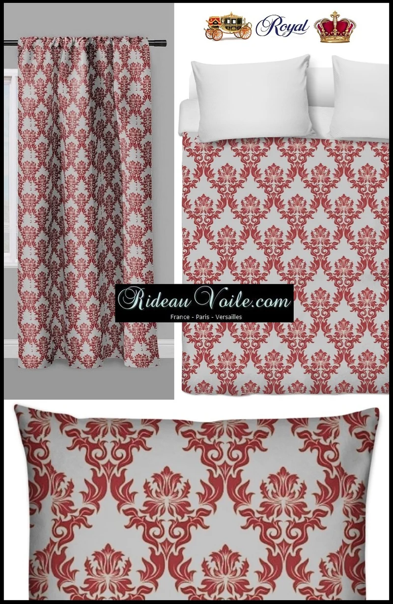 Tissu ameublement au mètre Damassé Baroque floral fleurs rideau occultant ignifugé
