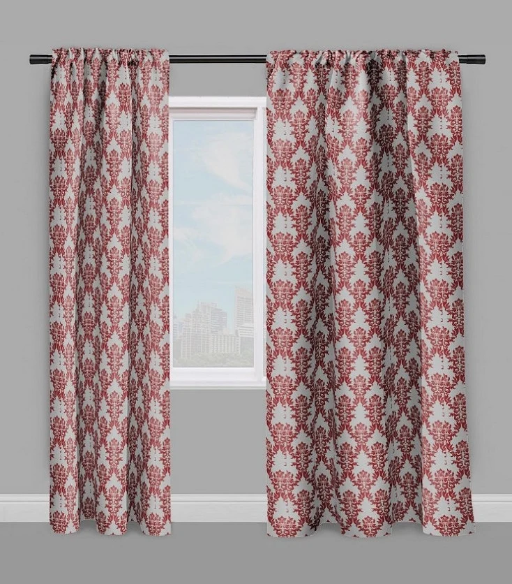 Tissu ameublement au mètre Damassé Baroque floral fleurs rideau occultant ignifugé