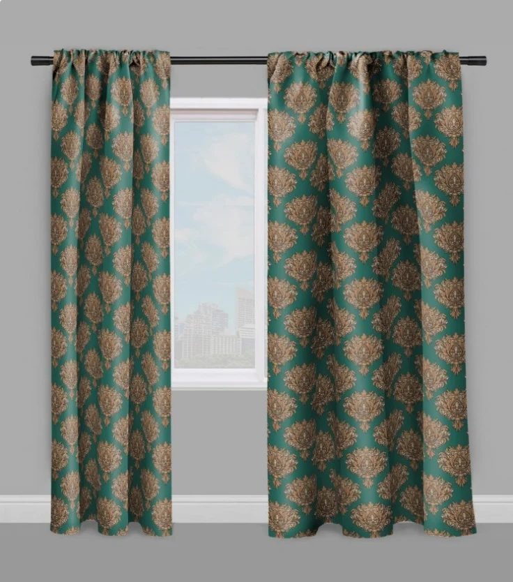Tissu au mètre larges fleurs Empire Baroque ameublement tapisserie siège vert