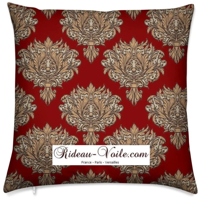 Tissu au mètre Rococo fleurs style Empire Baroque rideau ameublement tapisserie rouge