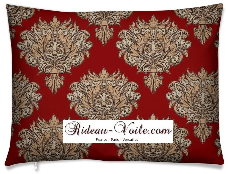 Tissu au mètre Rococo fleurs style Empire Baroque rideau ameublement tapisserie rouge