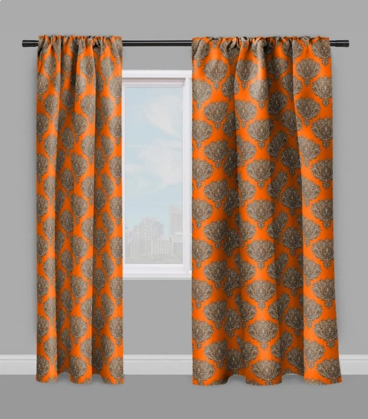 Tissu ameublement mètre rideau fleurs Rococo Empire motif Baroque tapisserie orange