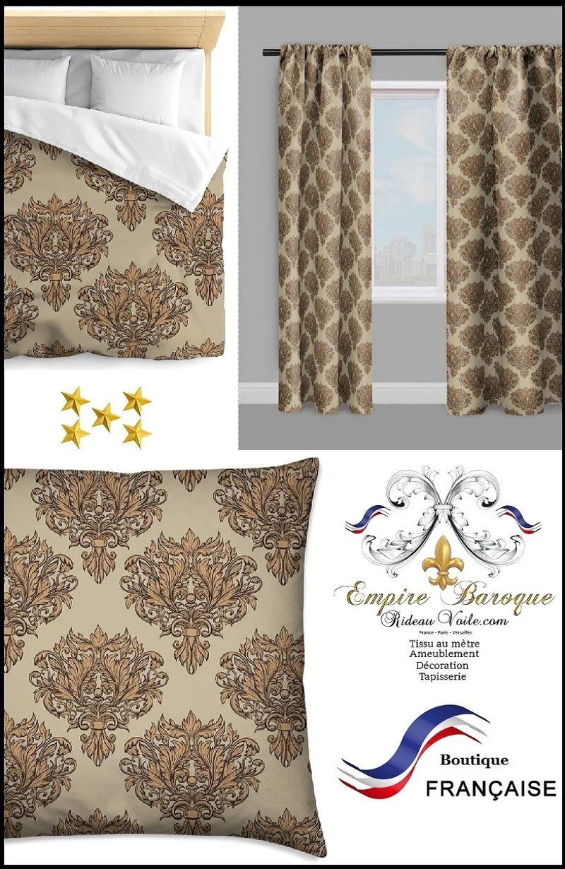 Tissu ameublement mètre Baroque Fleurs rideau voilage Upholstery fabric flower