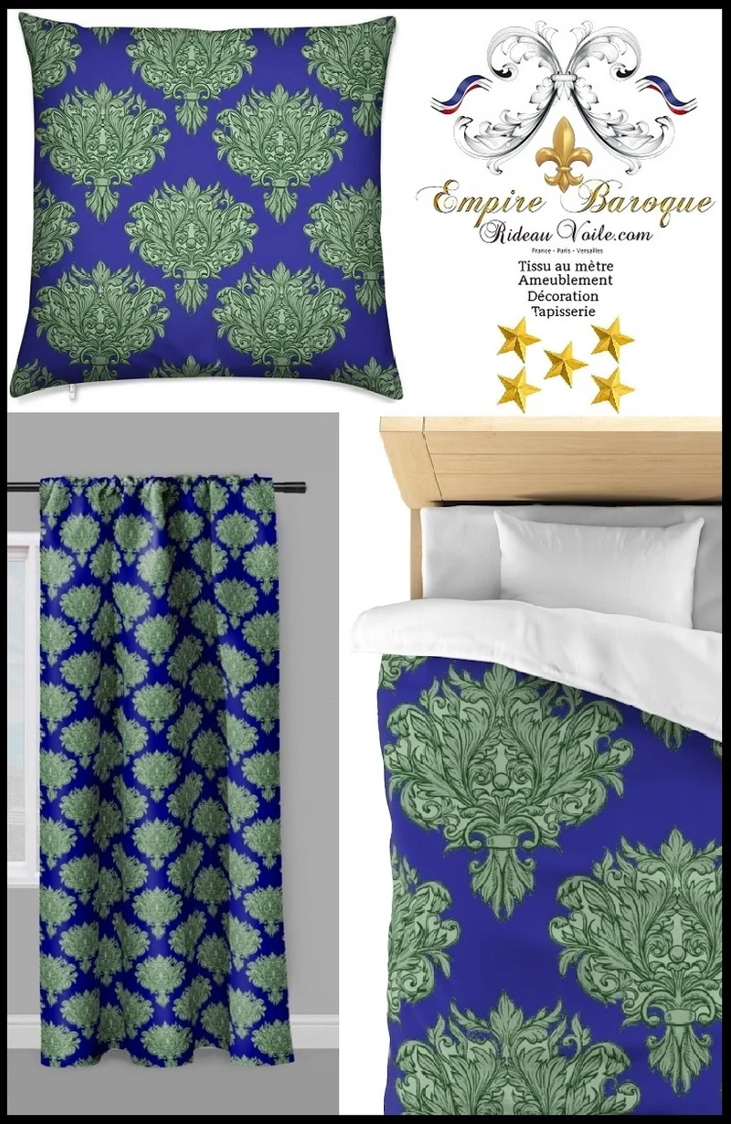 Tissu Empire Baroque ameublement mètre motif fleurs rideau ignifugé occultant couette