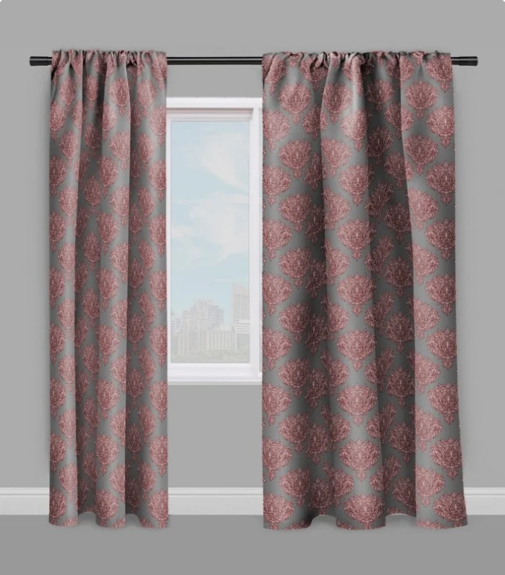 Tissu au mètre imprimé fleurs Décoration fleurie rideau gris rouge motif Baroque Rococo
