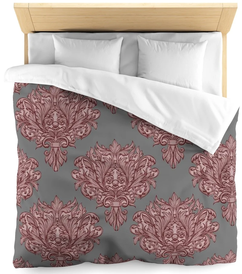 Tissu au mètre fleurs rideau couette gris rouge Empire Baroque Vorhang stoff Barock