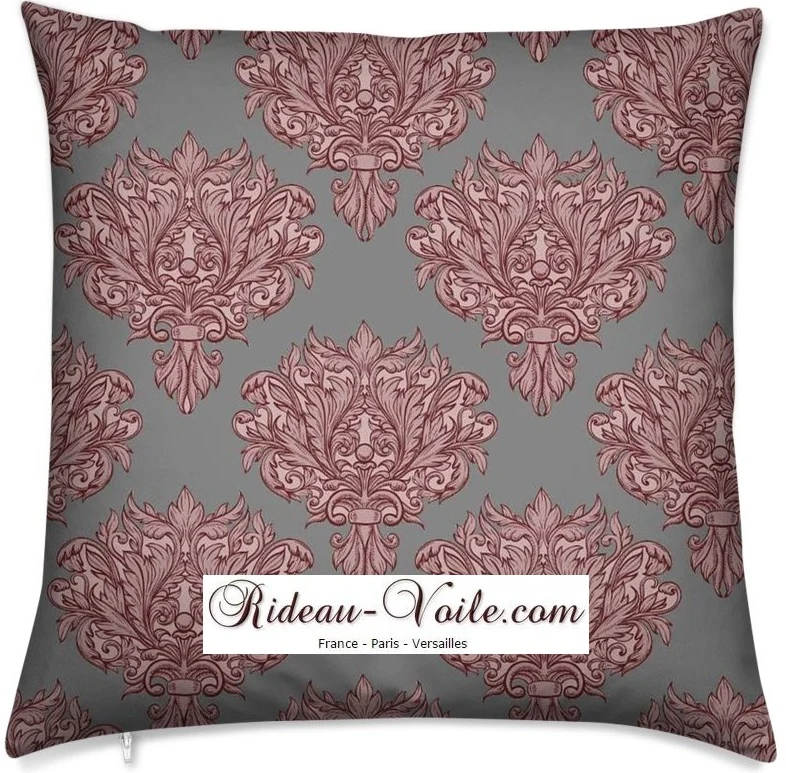 Tissu au mètre fleurs rideau couette gris rouge Empire Baroque Vorhang stoff Barock