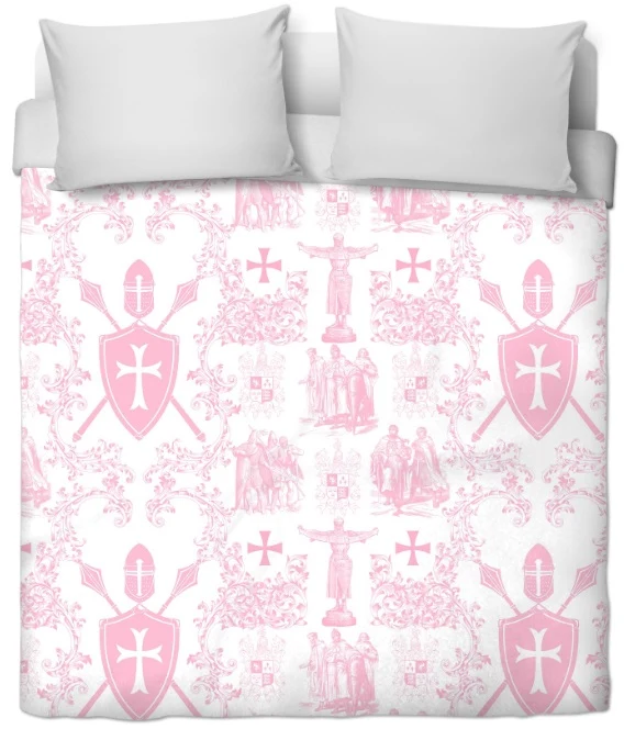 Toile de Jouy rose pastel au mètre tapisserie ameublement décoration en ligne