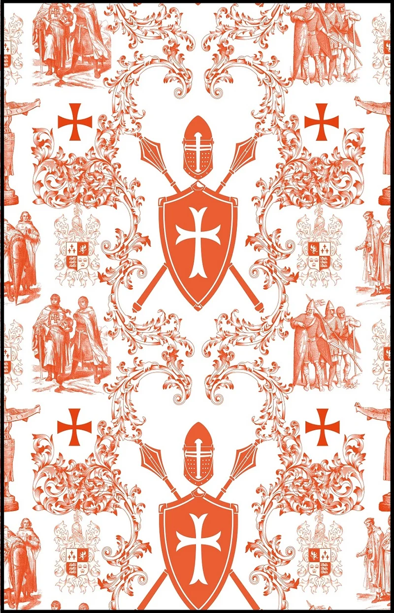 Toile de Jouy orange au mètre tapisserie ameublement décoration en ligne