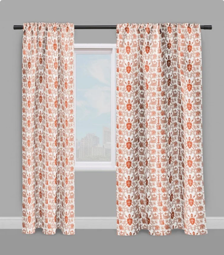 Toile de Jouy orange au mètre tapisserie ameublement décoration en ligne