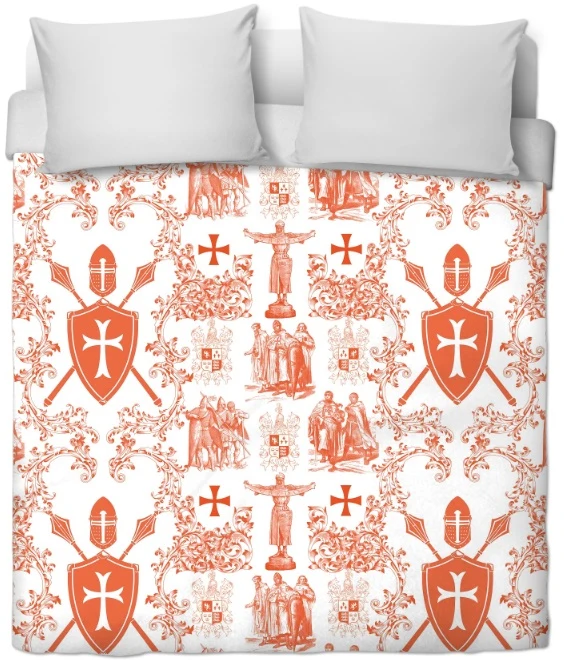 Toile de Jouy orange au mètre tapisserie ameublement décoration en ligne