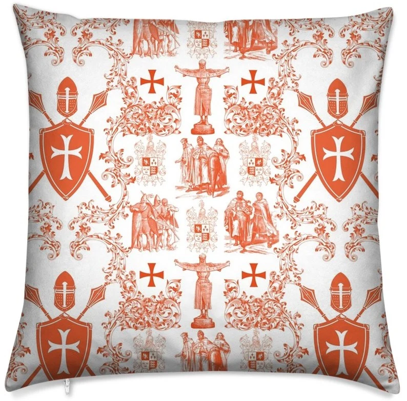 Toile de Jouy orange au mètre tapisserie ameublement décoration en ligne
