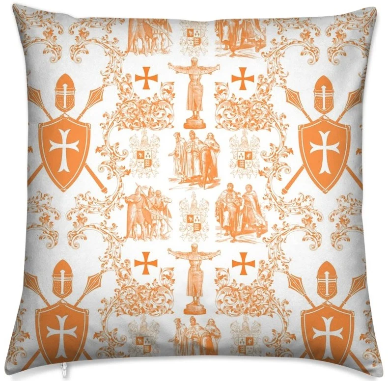 Tissu ameublement Toile de Jouy au mètre rideau couette orange tapisserie Empire