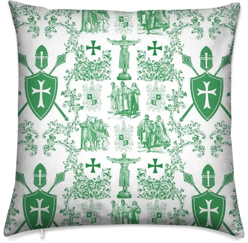 Tissu Toile de Jouy au mètre rideau couette vert motif linge de maison lit tapisserie