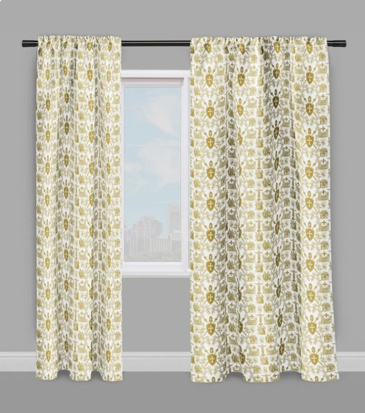Tissu Toile de Jouy au mètre rideau coussin couette motif linge de maison tapisserie