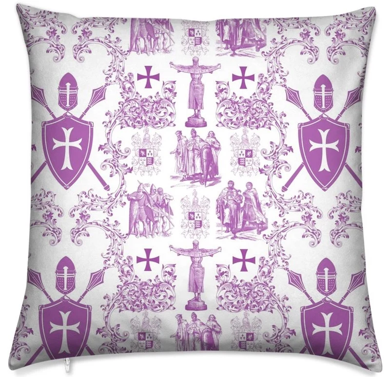 Tissu Toile de Jouy lilas violet ameublement au mètre style Empire Ordre des Templiers