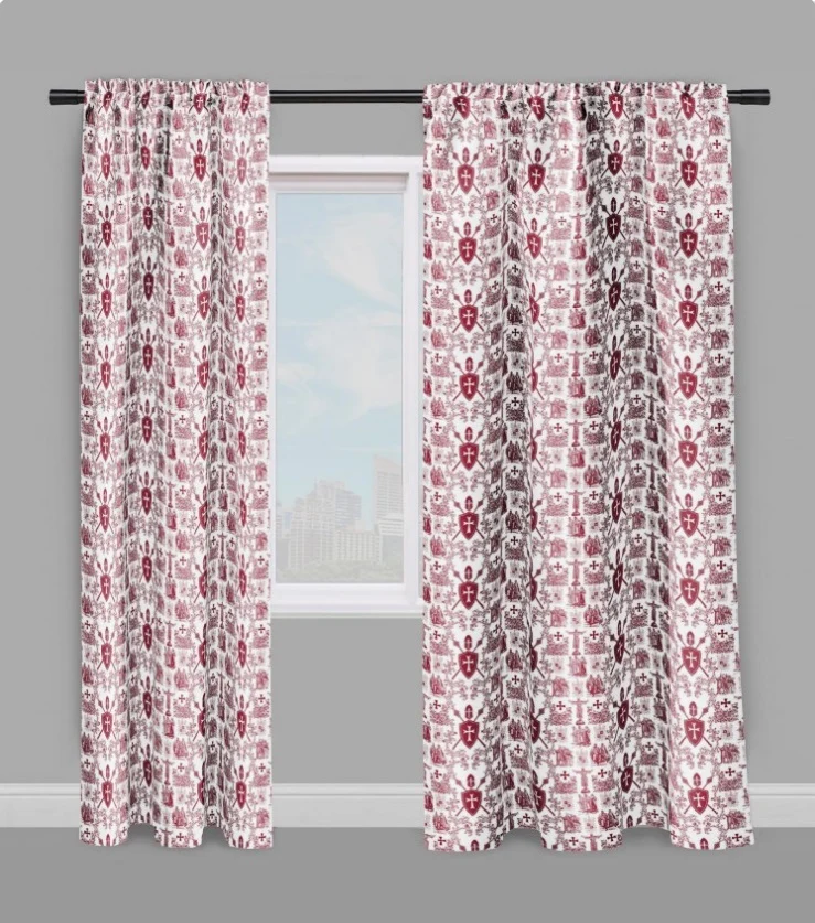 Tissu Toile de Jouy ameublement au mètre Empire rouge histoire Ordre des Templiers