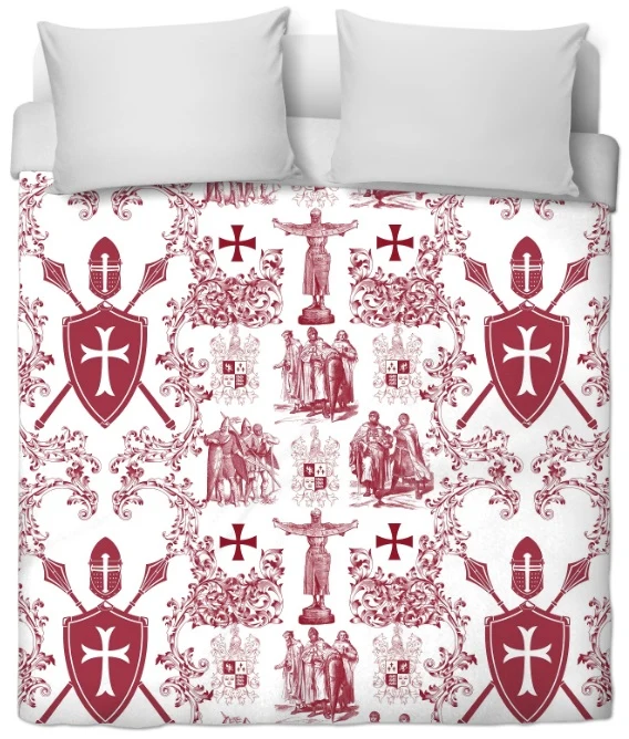 Tissu Toile de Jouy ameublement au mètre Empire rouge histoire Ordre des Templiers