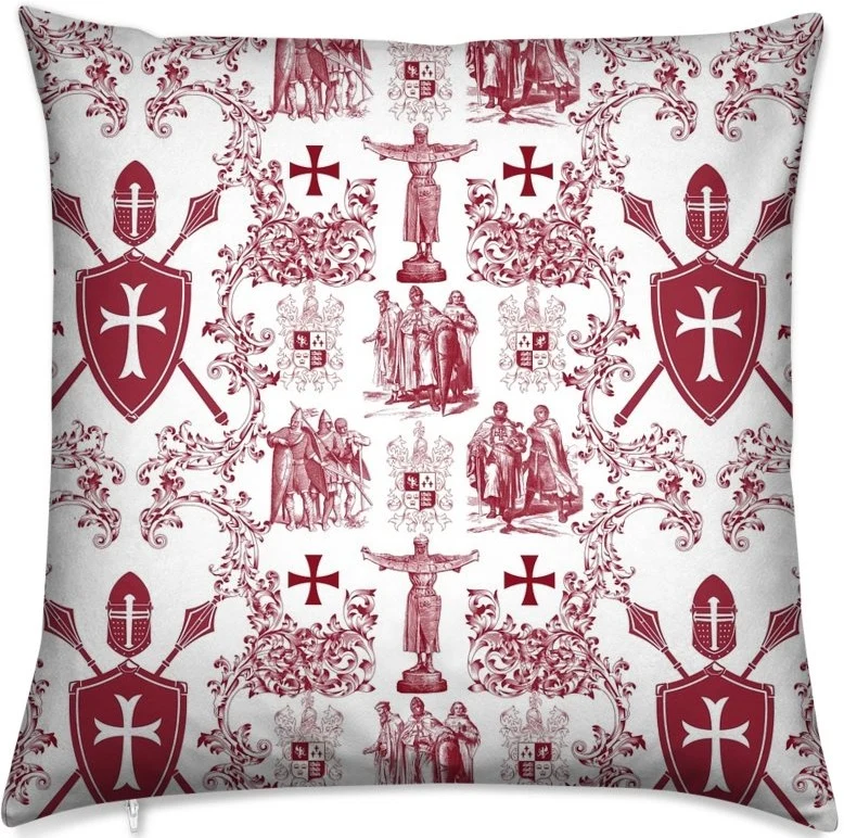 Tissu Toile de Jouy ameublement au mètre Empire rouge histoire Ordre des Templiers