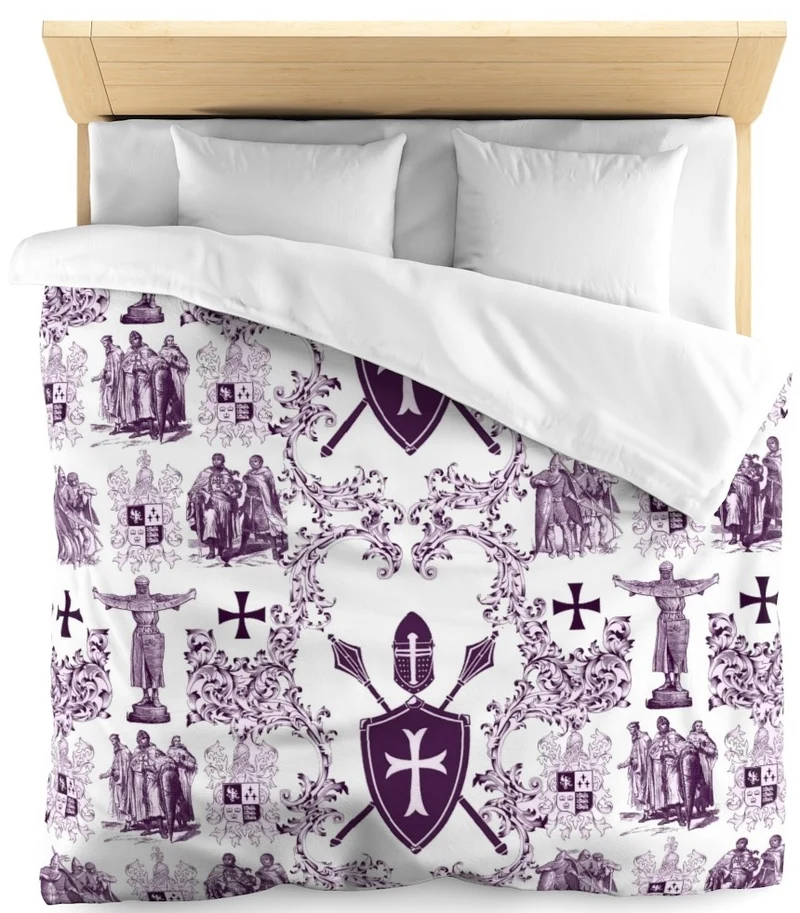 Tissu violet Toile de Jouy ameublement haute couture au mètre Empire Ordre des Templiers