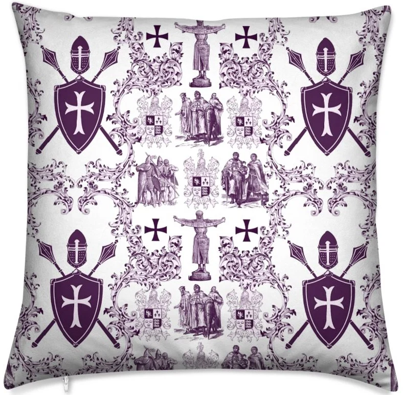 Tissu violet Toile de Jouy ameublement haute couture au mètre Empire Ordre des Templiers