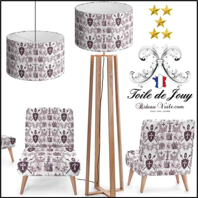 Boutique Toile de Jouy haute couture tissu lilas violet style Empire Ordre des Templiers