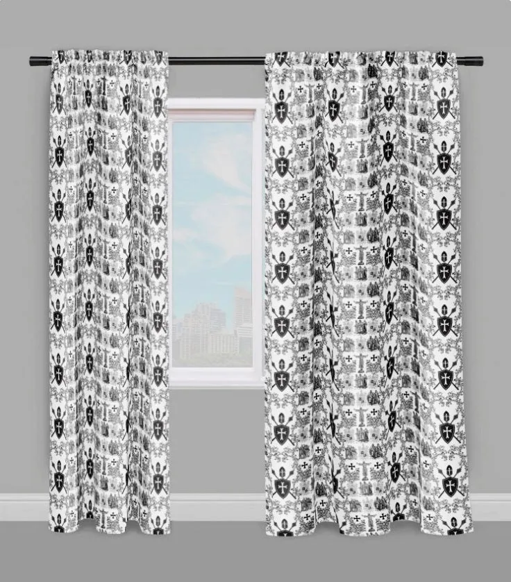 Toile de Jouy haut gamme tissu couture style Empire Ordre des Templiers rideau