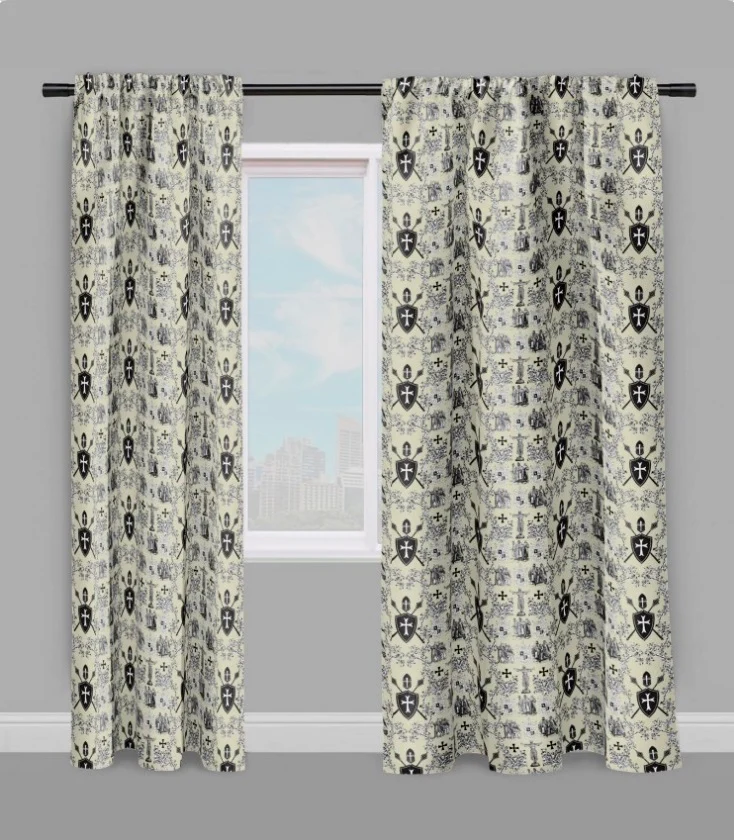 Luxe Toile de Jouy au mètre Héraldique Empire Ordre des Templiers tissu ameublement