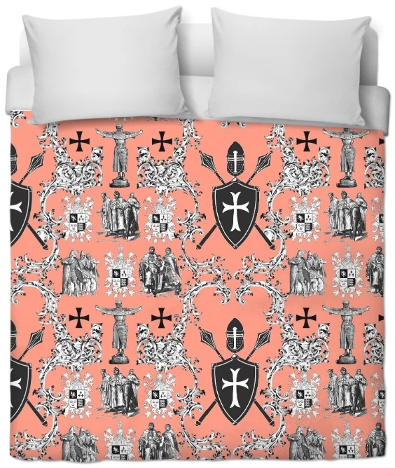 Classique Toile de Jouy au mètre Héraldique Empire Ordre des Templiers tissu ameublement