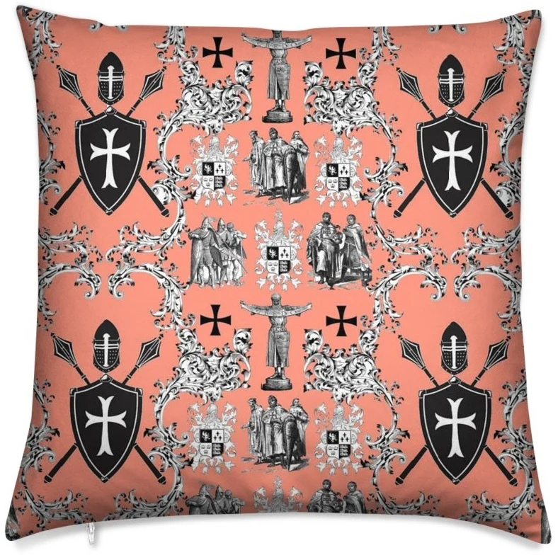 Classique Toile de Jouy au mètre Héraldique Empire Ordre des Templiers tissu ameublement