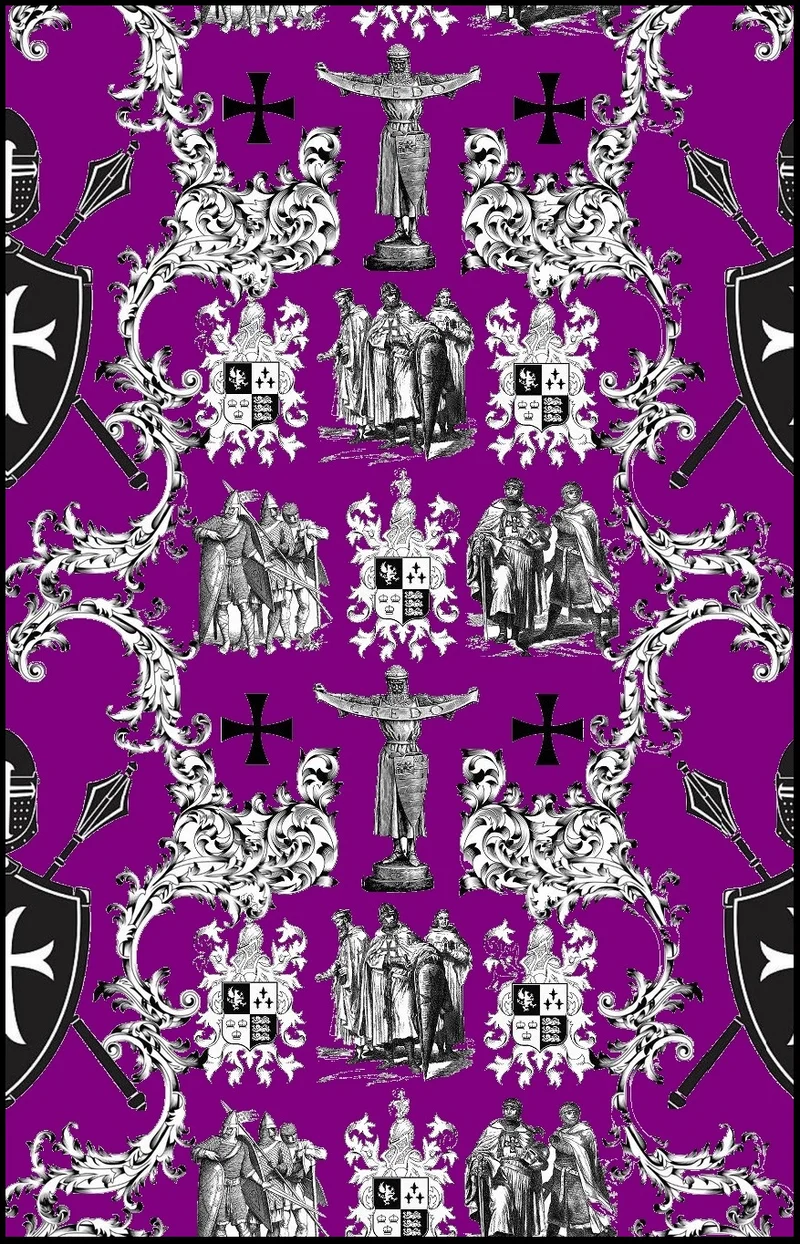 Héraldique Croix Ordre des Templiers toile de Jouy au mètre décoration rideau store