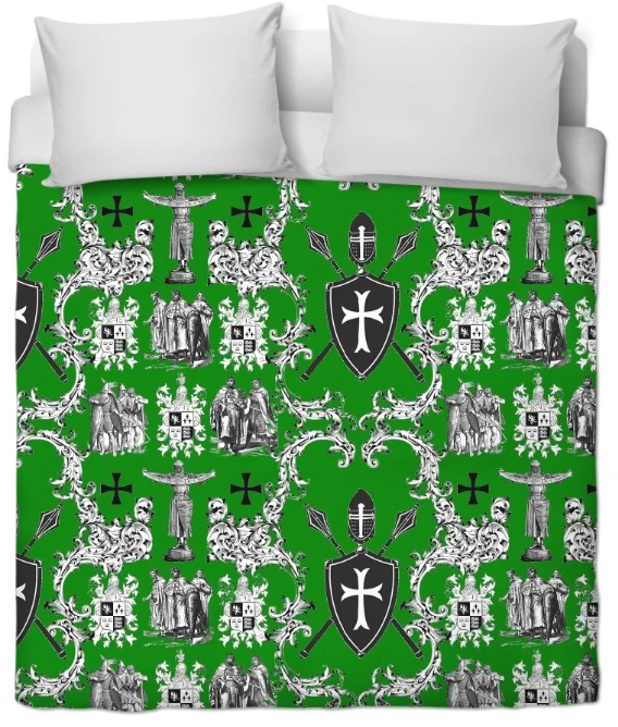 Héraldique Empire Ordre des Templiers toile de Jouy au mètre ameublement décoration vert