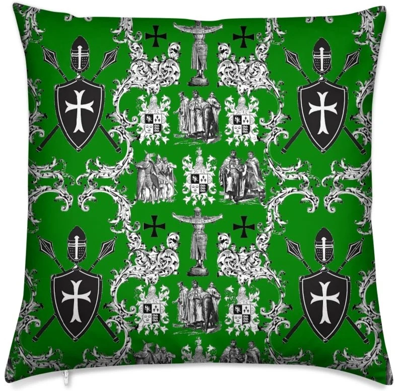 Héraldique Empire Ordre des Templiers toile de Jouy au mètre ameublement décoration vert
