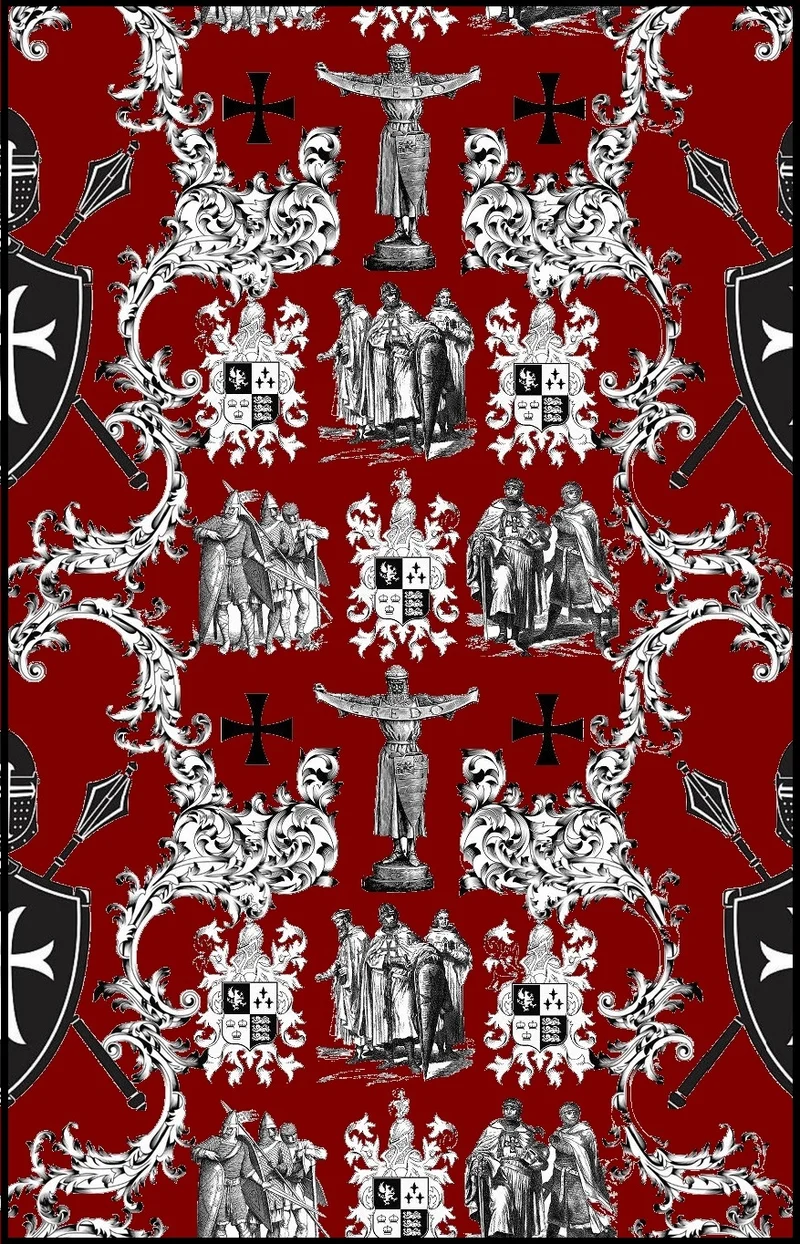 Médiéval Ordre des Templiers The emblematic French ‘Toile de Jouy’ fabric Templar