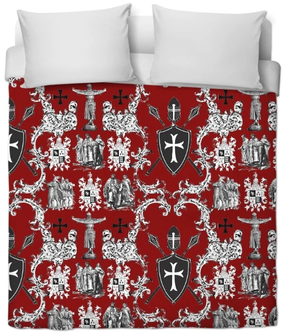 Médiéval Ordre des Templiers The emblematic French ‘Toile de Jouy’ fabric Templar