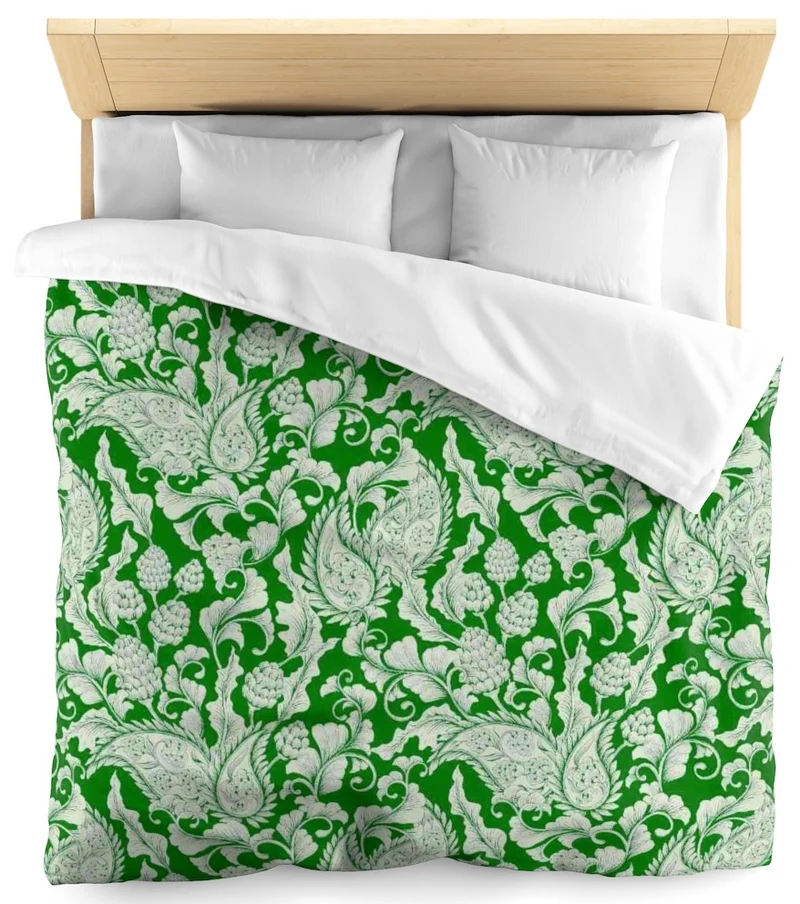 Toile de Jouy vert fleur mètre rideau couette coussin Paisley cachemire motif floral