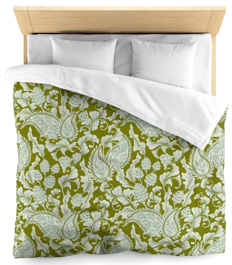 Paisley cachemire motif floral Toile de Jouy vert fleuri au mètre rideau couette coussin