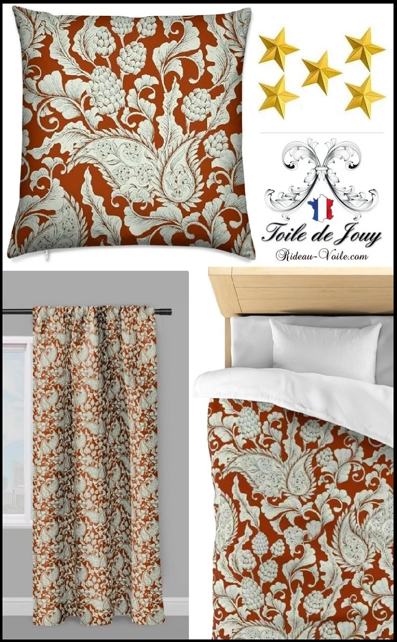 Fleurs Paisley cachemire motif Toile de Jouy fleuri au mètre rideau couette rouge