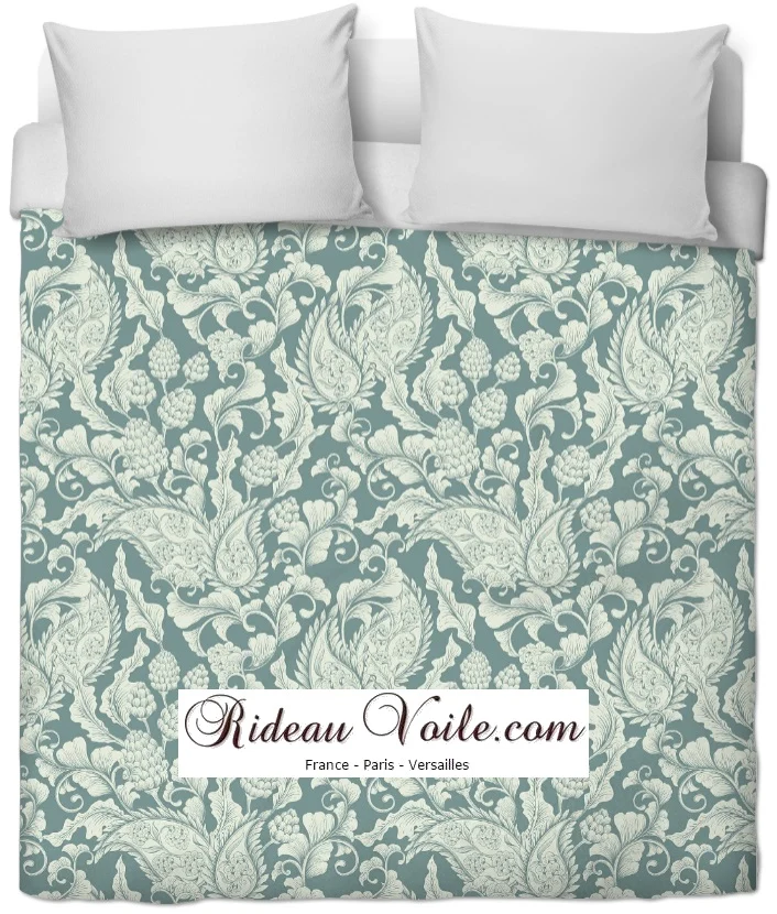 Fleurs Paisley cachemire motif Toile de Jouy au mètre rideau couette coussin vert