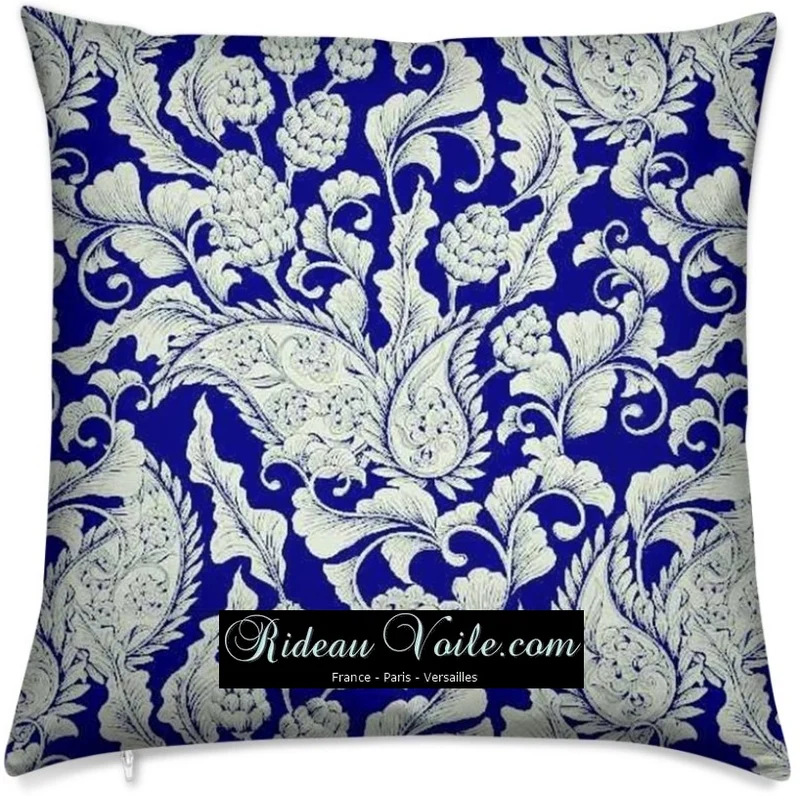Fleurs Paisley cachemire tissu ameublement Toile de Jouy bleu mètre rideau couette