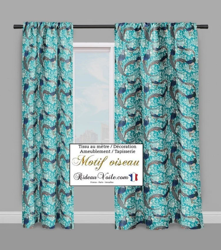 Oiseau motif grue fleur tissu ameublement mètre linge de maison lit rideaux couette