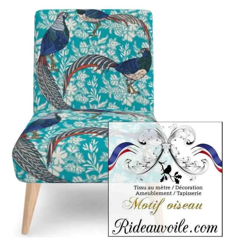 Oiseau motif grue fleur tissu ameublement mètre linge de maison lit rideaux couette