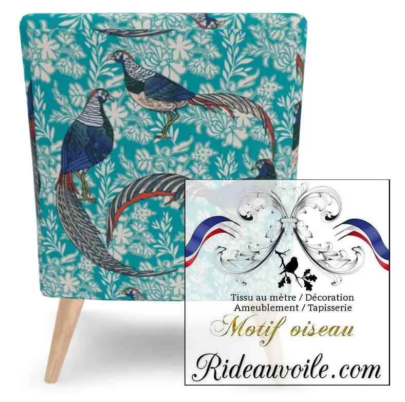 Oiseau motif grue fleur tissu ameublement mètre linge de maison lit rideaux couette