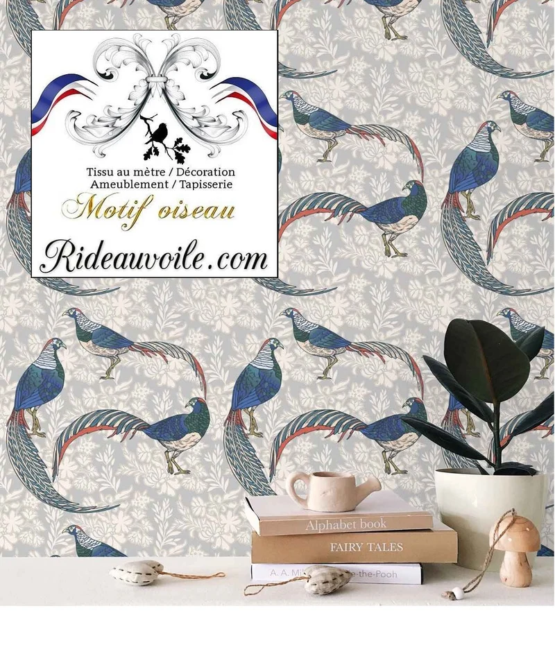 Oiseaux fleurs tissu éditeur d'ameublement confection rideau coussin voilage