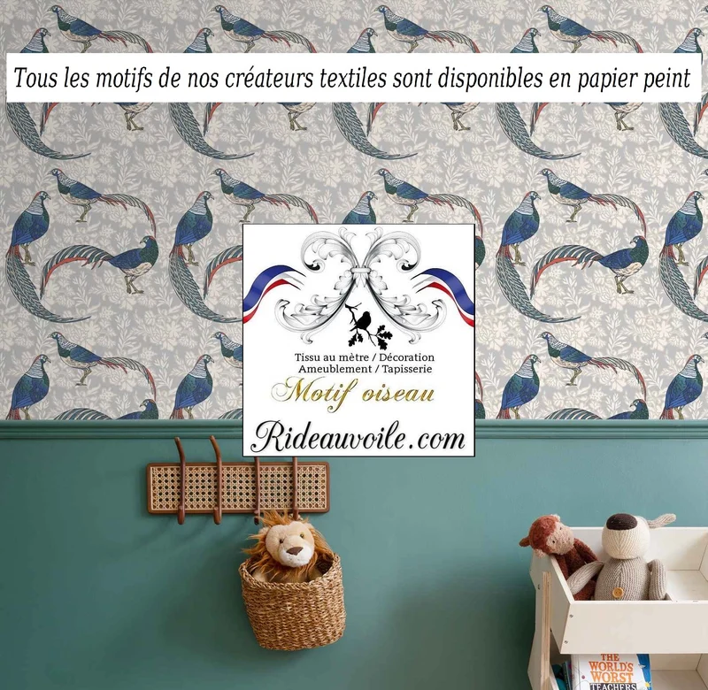 Oiseaux fleurs tissu éditeur d'ameublement confection rideau coussin voilage