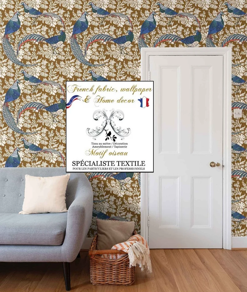 Motif oiseaux décoratrice intérieur fleur Tissu mètre imprimé rideau coussin couette