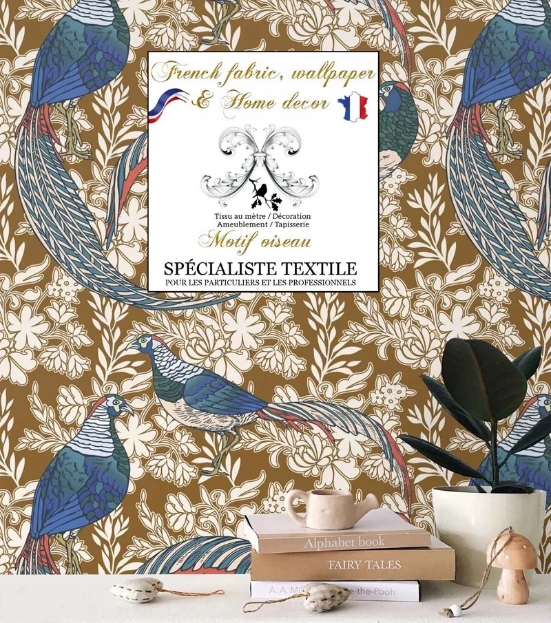Motif oiseaux décoratrice intérieur fleur Tissu mètre imprimé rideau coussin couette