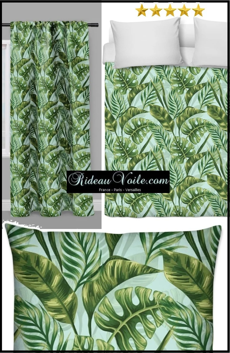 Tissu fond bleu ameublement mètre motif Tropical Exotique rideau couette coussin