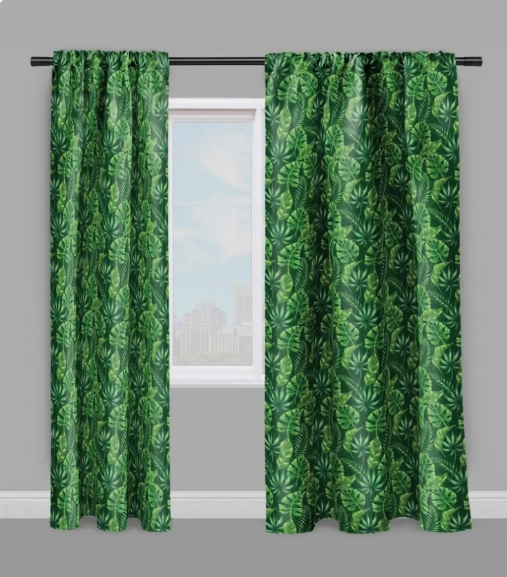 Tissu au mètre Tropical Exotique motif grande feuille verte rideau couette coussin