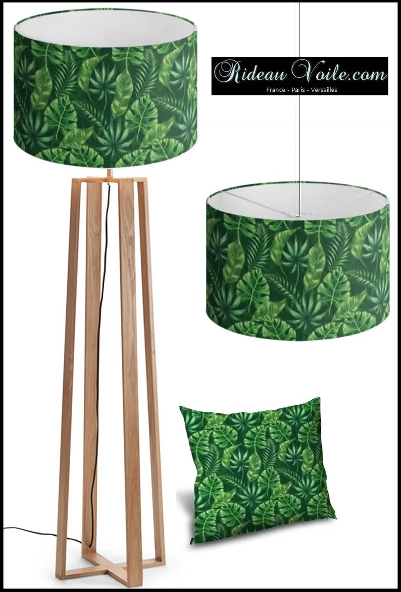 Tissu au mètre Tropical Exotique motif grande feuille verte rideau couette coussin